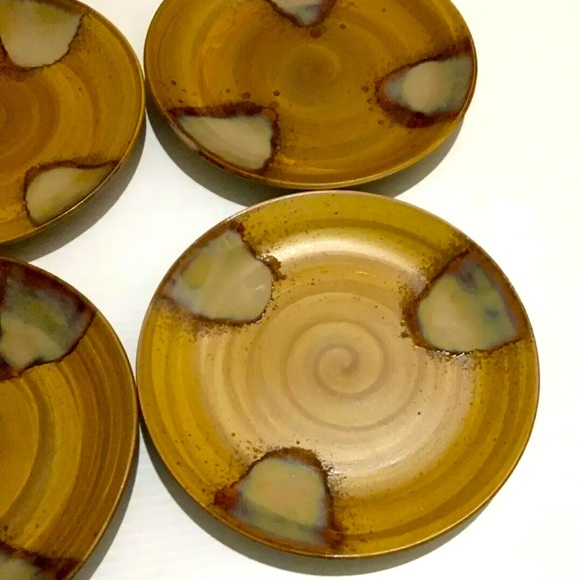 SANGO SPLASH BROWN Dinner Salad Plate 8-1/4" SET OF FOUR 4 Partially Glazed 4951 - Picture 11 of 12